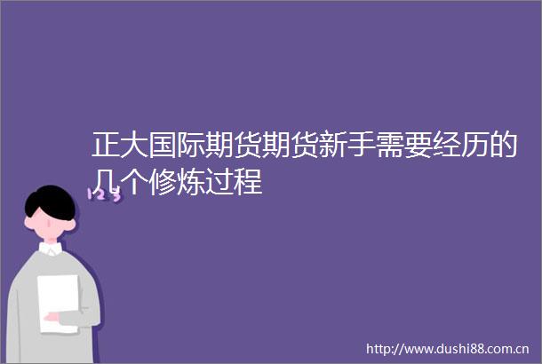 正大国际期货期货新手需要经历的几个修炼过程