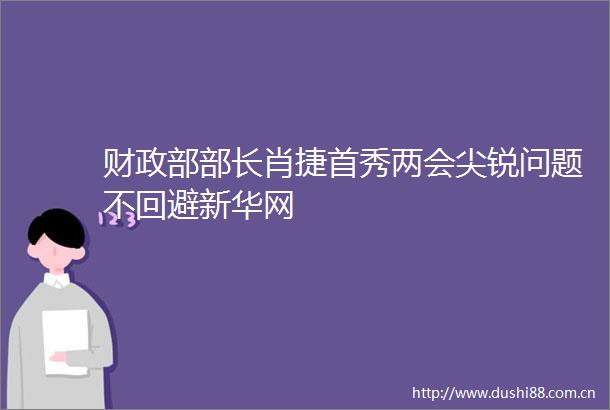财政部部长肖捷首秀两会尖锐问题不回避新华网