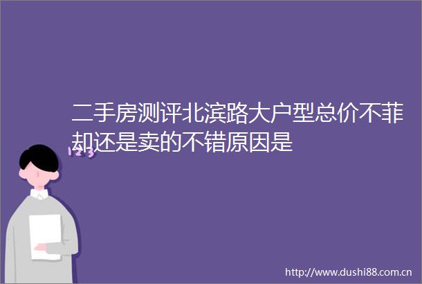 二手房测评北滨路大户型总价不菲却还是卖的不错原因是