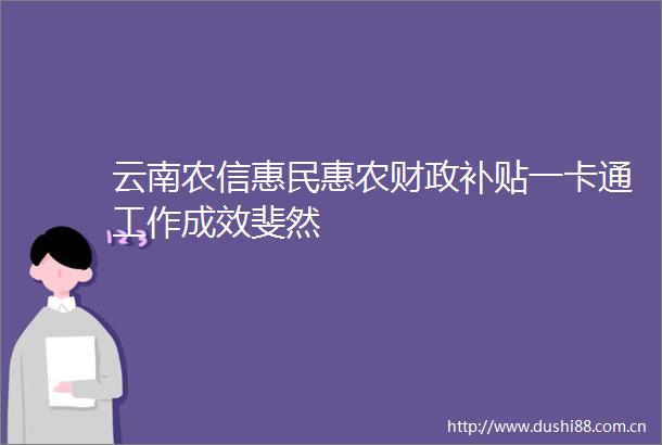 云南农信惠民惠农财政补贴一卡通工作成效斐然