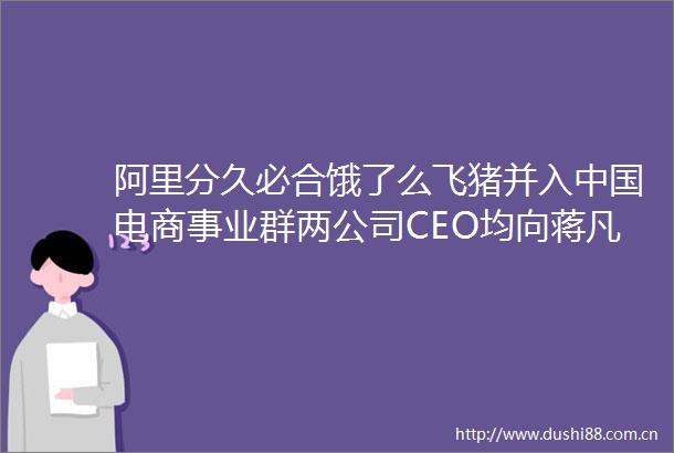 阿里分久必合饿了么飞猪并入电商事业群两公司CEO均向蒋凡汇报