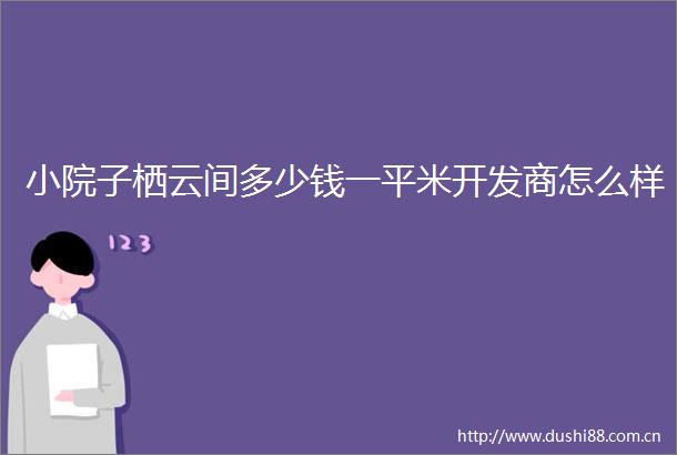 小院子栖云间多少钱一平米开发商怎么样