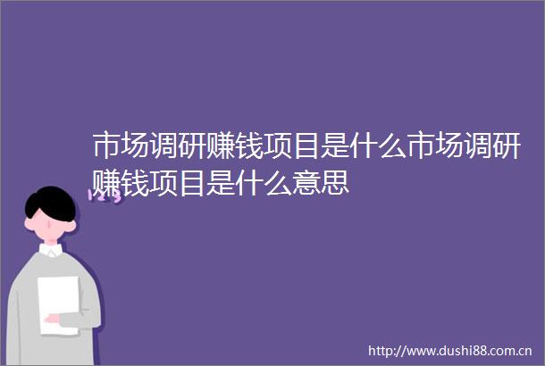 市场调研赚钱项目是什么市场调研赚钱项目是什么意思