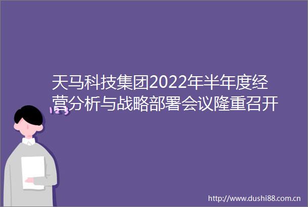 天马科技集团2022年半年度经营分析与战略部署会议隆重召开