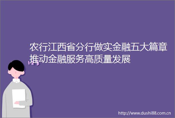 农行江西省分行做实金融五大篇章推动金融服务高质量发展