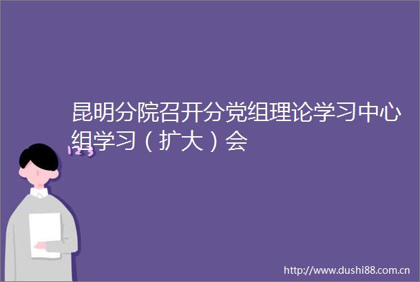 昆明分院召开分党组理论学习中心组学习（扩大）会