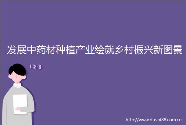 发展中药材种植产业绘就乡村振兴新图景