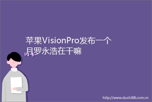 苹果VisionPro发布一个月罗永浩在干嘛