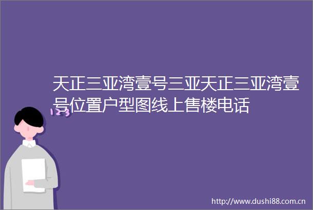 天正三亚湾壹号三亚天正三亚湾壹号位置户型图线上售楼电话