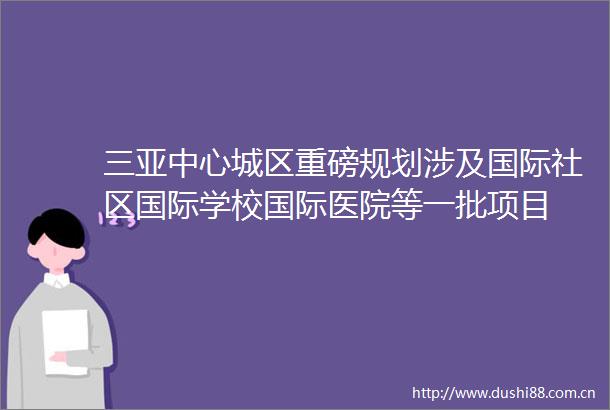 三亚中心城区重磅规划涉及国际社区国际学校国际医院等一批项目