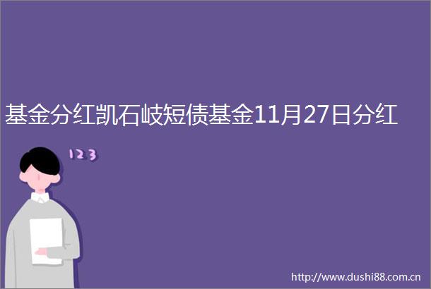 基金分红凯石岐短债基金11月27日分红