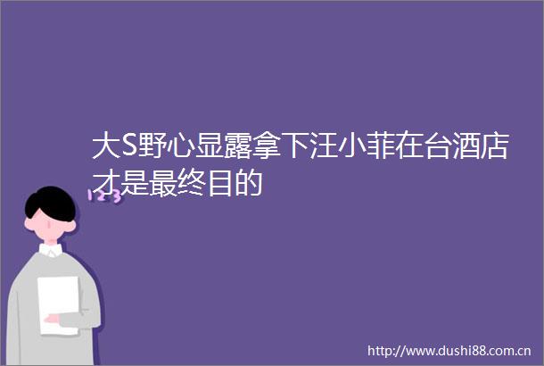 大S野心显露拿下汪小菲在台酒店才是最终目的