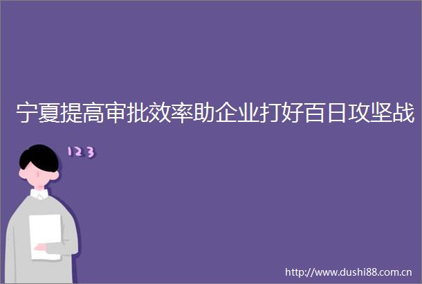 宁夏提高审批效率助企业打好百日攻坚战