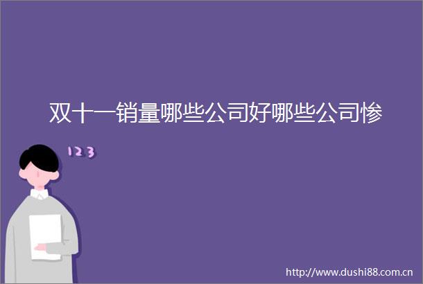 双十一销量哪些公司好哪些公司惨