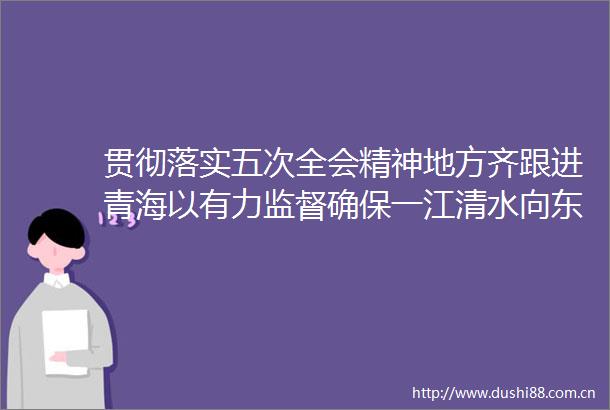 贯彻落实五次全会精神地方齐跟进青海以有力监督确保一江清水向东流