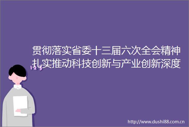 贯彻落实省委十三届六次全会精神扎实推动科技创新与产业创新深度融合点燃全省高质量发展创新引擎