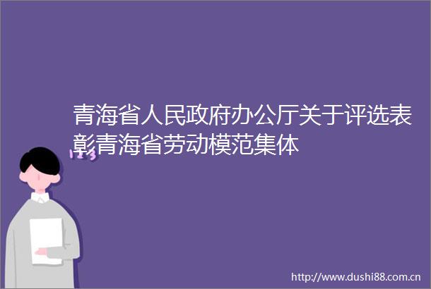 青海省办公厅关于评选表彰青海省劳动模范集体