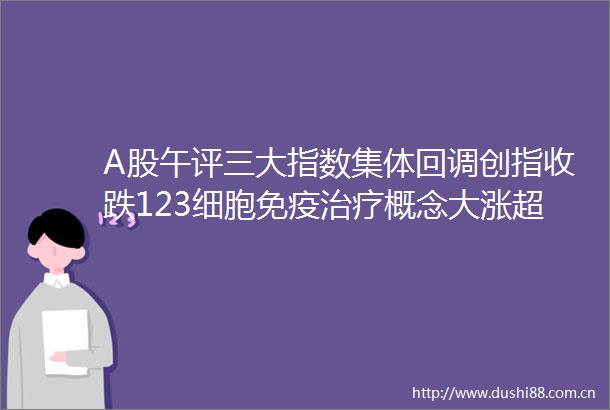 A股午评三大指数集体回调创指收跌123细胞免疫治疗概念大涨超4100股下跌成交5466亿机构解读