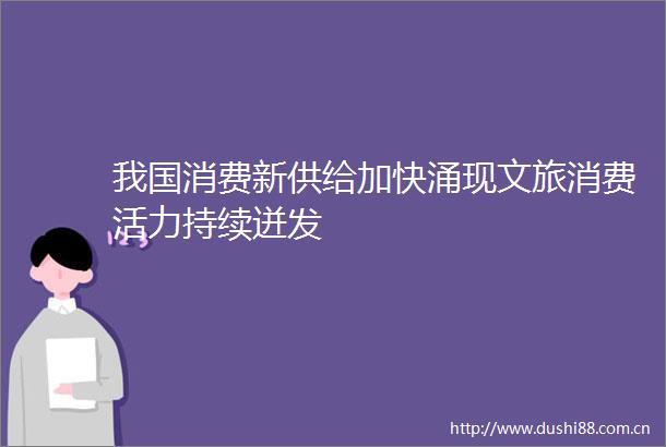我国消费新供给加快涌现文旅消费活力持续迸发