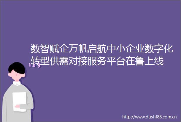 数智赋企万帆启航中小企业数字化转型供需对接服务平台在鲁上线