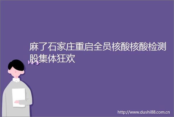 麻了石家庄重启全员核酸核酸检测股集体狂欢