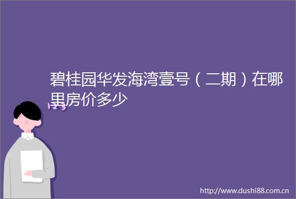 碧桂园华发海湾壹号（二期）在哪里房价多少