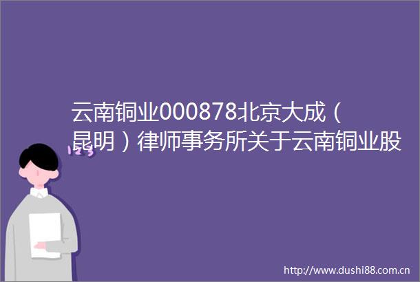 云南铜业000878北京大成（昆明）律师事务所关于云南铜业股份有限公司2025年第二次临时股东大会的意见书