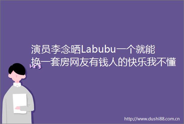 演员李念晒Labubu一个就能换一套房网友有钱人的快乐我不懂