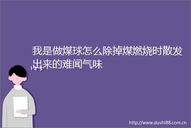 我是做煤球怎么除掉煤燃烧时散发出来的难闻气味