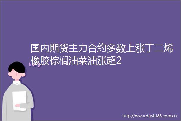 国内期货主力合约多数上涨丁二烯橡胶棕榈油菜油涨超2