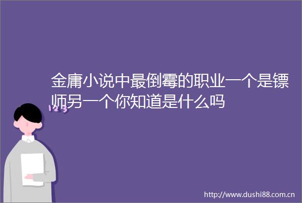 金庸小说中最倒霉的职业一个是镖师另一个你知道是什么吗