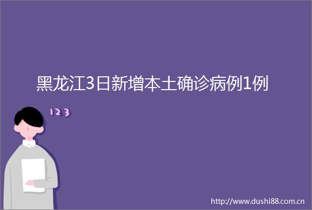 黑龙江3日新增本土确诊病例1例
