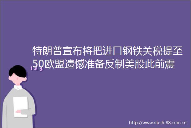 特朗普宣布将把进口钢铁关税提至50欧盟遗憾准备反制美股此前震荡机构美元正进入熊市