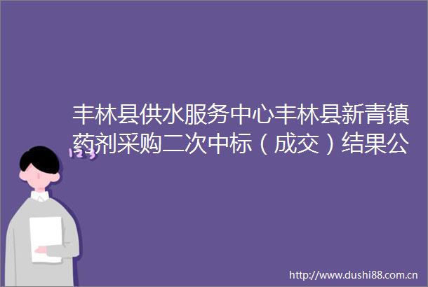 丰林县供水服务中心丰林县新青镇药剂采购二次中标（成交）结果公告