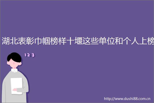湖北表彰巾帼榜样十堰这些单位和个人上榜