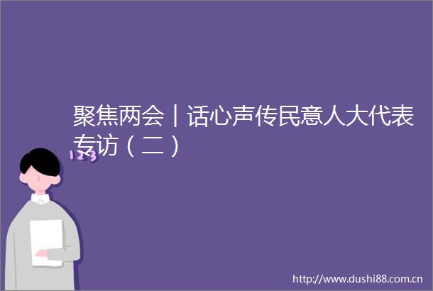 聚焦两会︱话心声传民意人大代表专访（二）