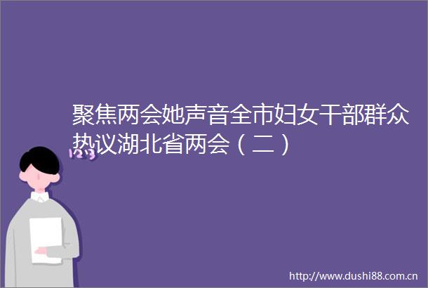 聚焦两会她声音全市妇女群众热议湖北省两会（二）