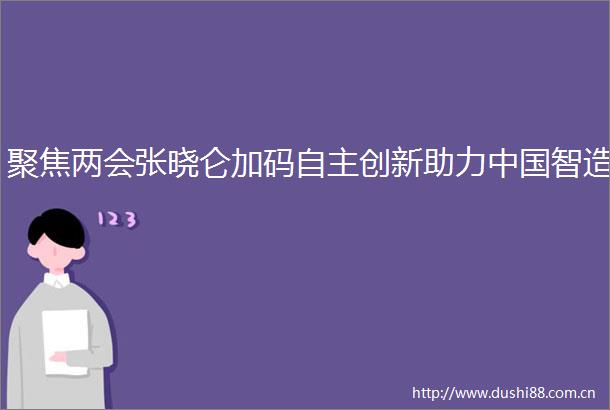 聚焦两会张晓仑加码自主创新助力智造