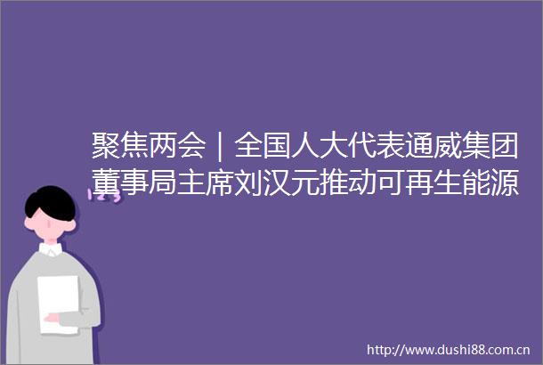 聚焦两会｜全国人大代表通威集团董事局刘汉元推动可再生能源持续健康发展助力双碳目标有效落地