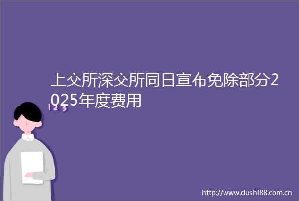 上交所深交所同日宣布免除部分2025年度费用