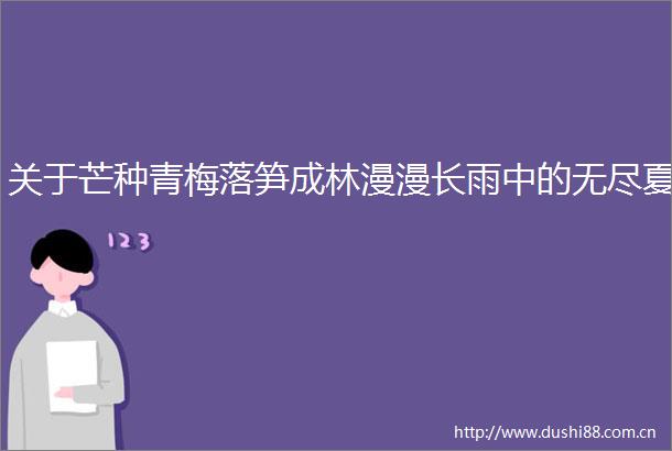 关于芒种青梅落笋成林漫漫长雨中的无尽夏