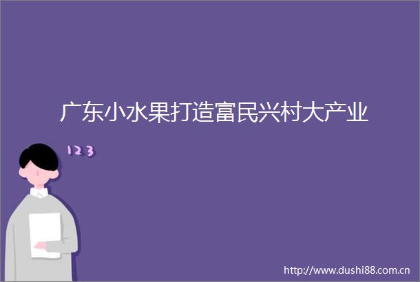 广东小水果打造富民兴村大产业