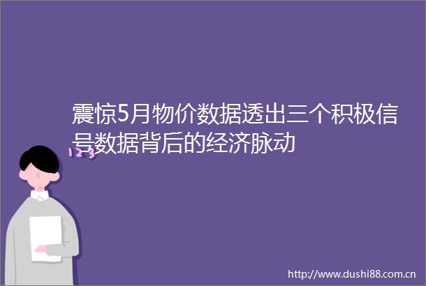 震惊5月物价数据透出三个积极信号数据背后的经济脉动