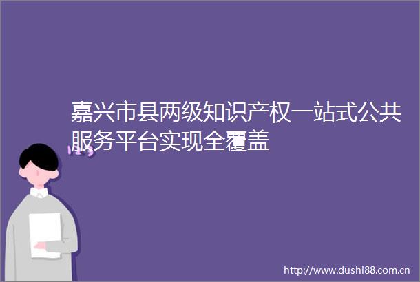 嘉兴市县两级知识产权一站式公共服务平台实现全覆盖