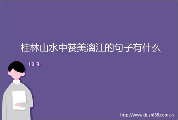 桂林山水中赞美漓江的句子有什么