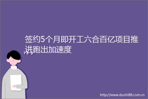 签约5个月即开工六合百亿项目推进跑出加速度