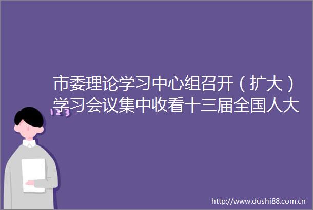 市委理论学习中心组召开（扩大）学习会议集中收看十三届全国人大三次会议开幕会