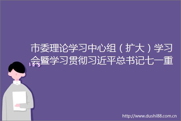 市委理论学习中心组（扩大）学习会暨学习贯彻总书记七一重要讲话精神座谈会召开