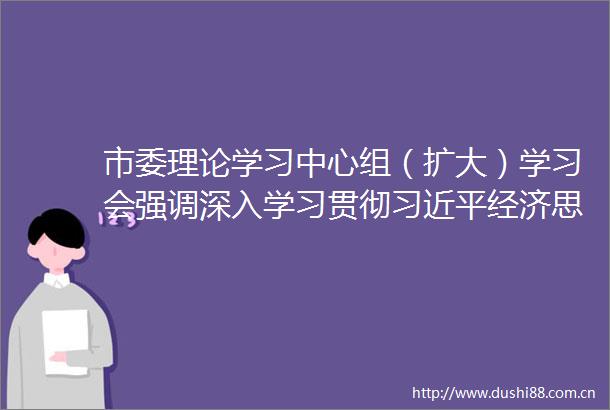 市委理论学习中心组（扩大）学习会强调深入学习贯彻经济思想不断开创海口高质量发展新局面