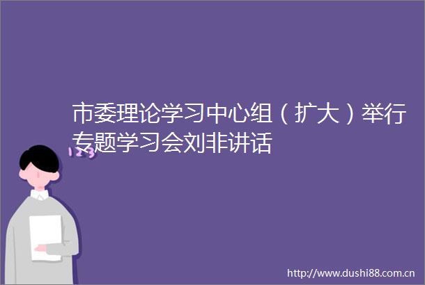市委理论学习中心组（扩大）举行专题学习会刘非讲话